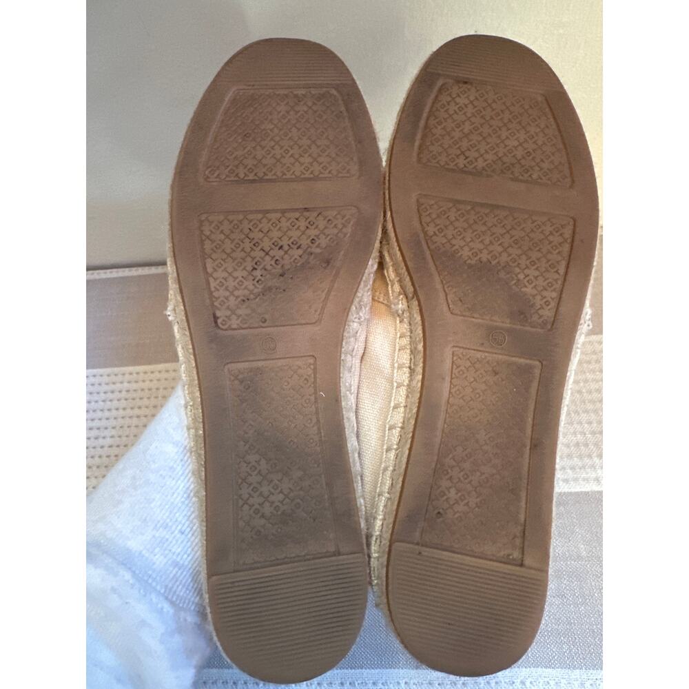 Tory Burch Weston Flat Espadrille Duluce De Leche with Tan Leather Size 5.5 - Picture 7 of 9